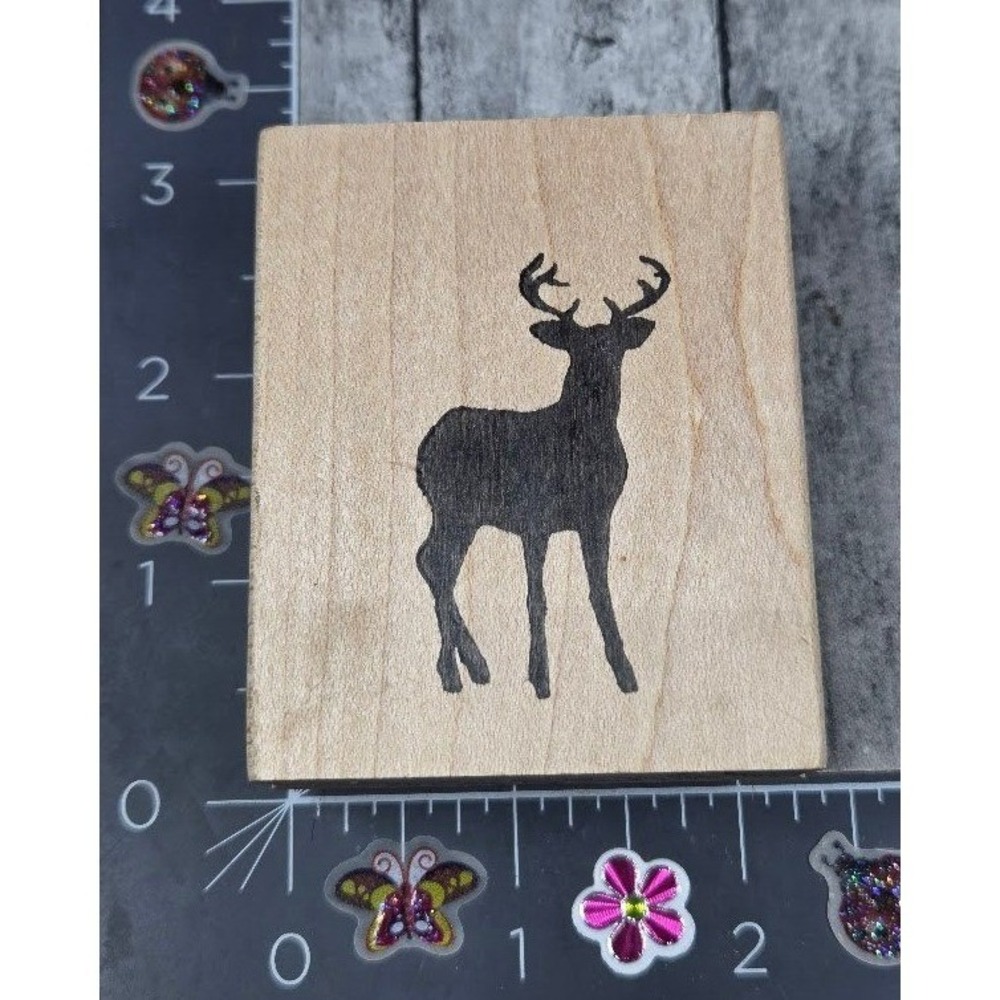 Northwoods Deer Elk Silhouette 1999 Rubber Stamp Wood #J68
